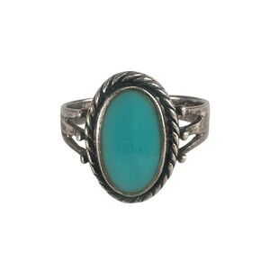 CW Sterling‎ Silver 925 Southwestern Western Boho Hippie Turquoise Ring Size 8.5